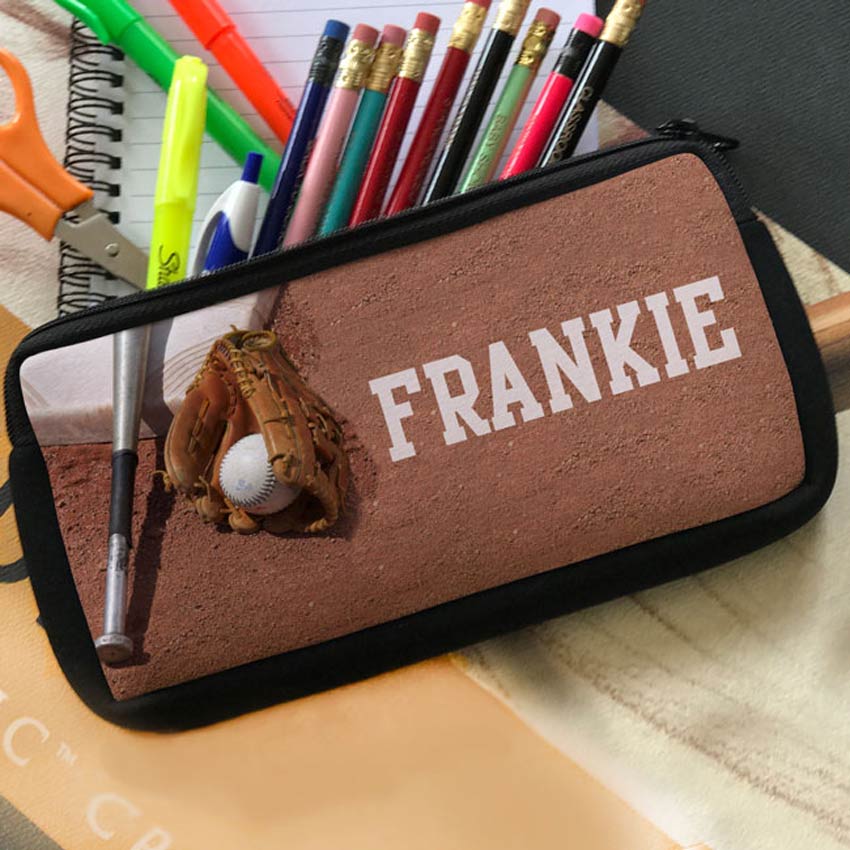 Personalized Embroidered Kids Pencil Box Art Supplies Baseball Sports