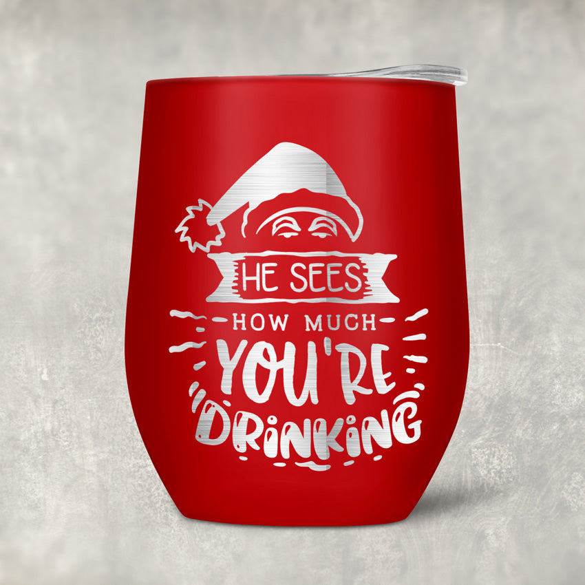 Sees You When Drinking Christmas Cups-10ea/16oz Styrofoam