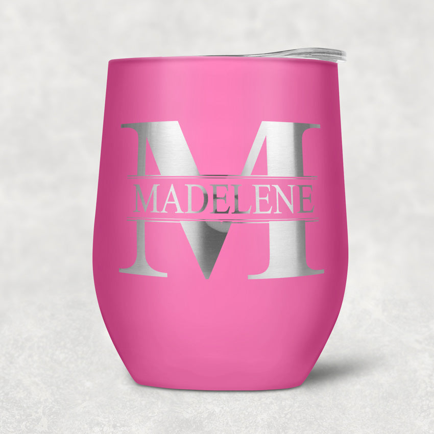 Name & Initial (for Guys) Design Custom Stemless Stainless Steel Wine  Tumbler