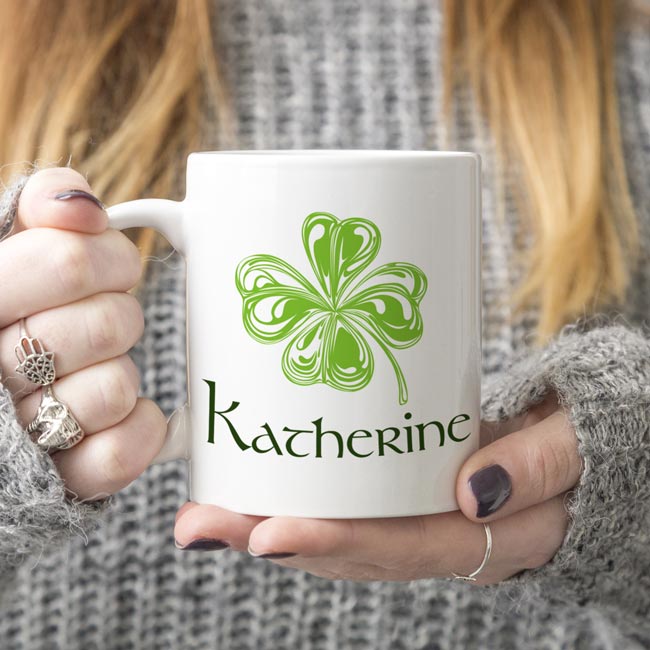 Personalized Glass Irish Coffee Mugs - Four Leaf Clover