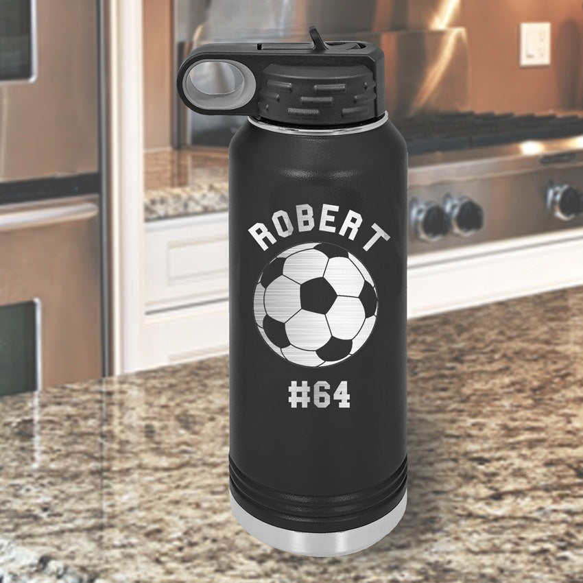 Custom Soccer Water Bottles - 20 oz - Aluminum (Personalized)
