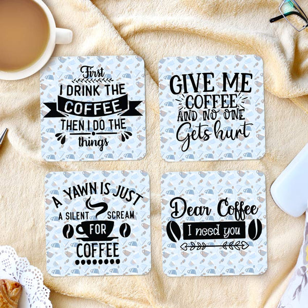 Coffee Lovers Coaster Set of 4 Funny Sayings About Coffee – The Photo Gift